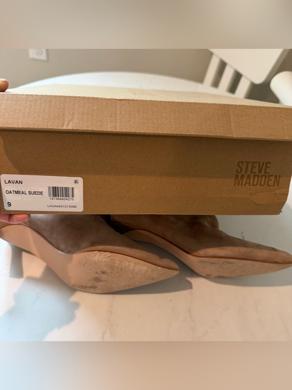 Steve Madden Lavan Suede Ankle Boots in Oatmeal - Picture 2 of 7